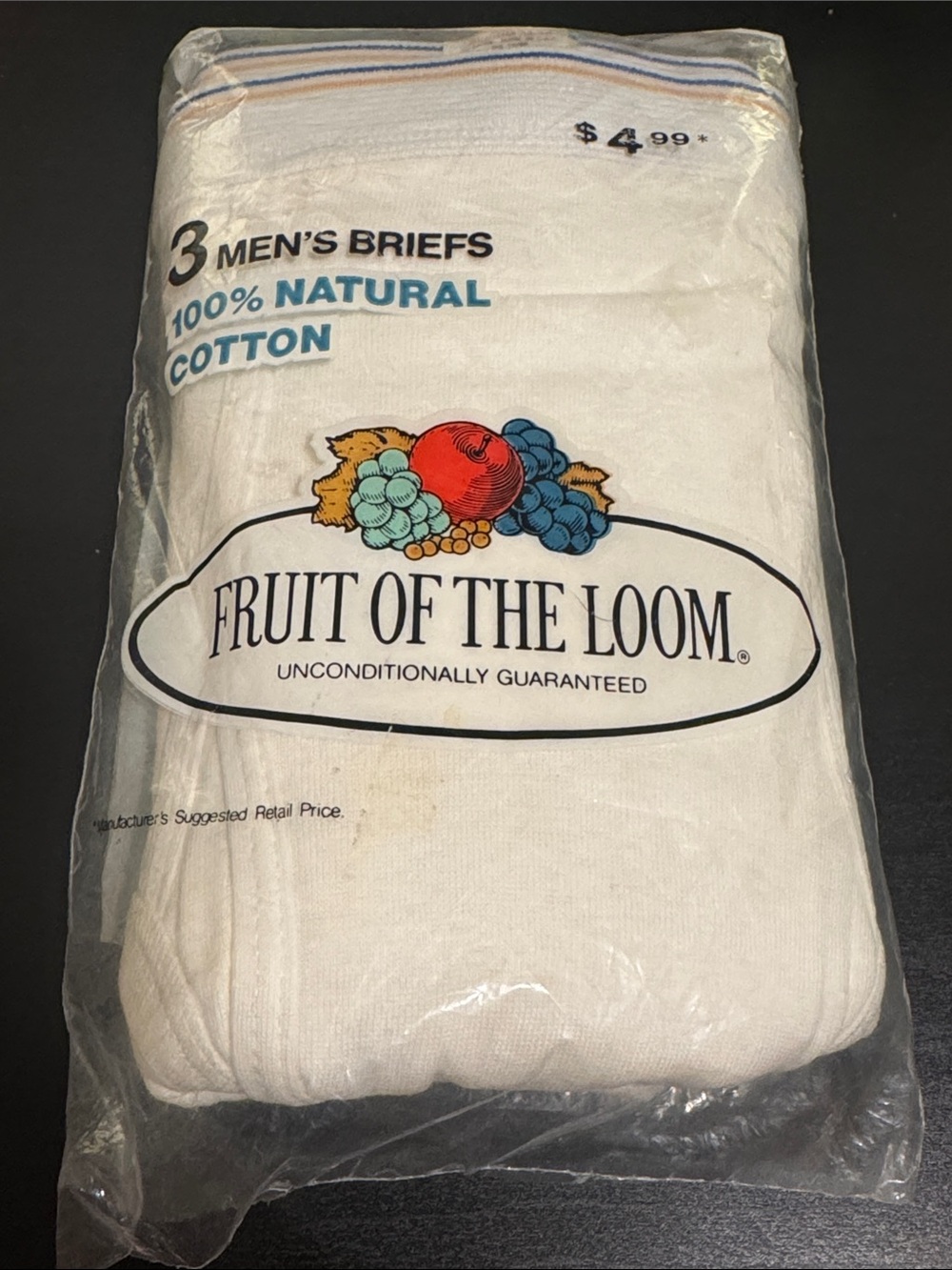 VINTAGE - OG 1978 cornucopia Fruit of the Loom White Men's Cott Briefs - 3 Pack
